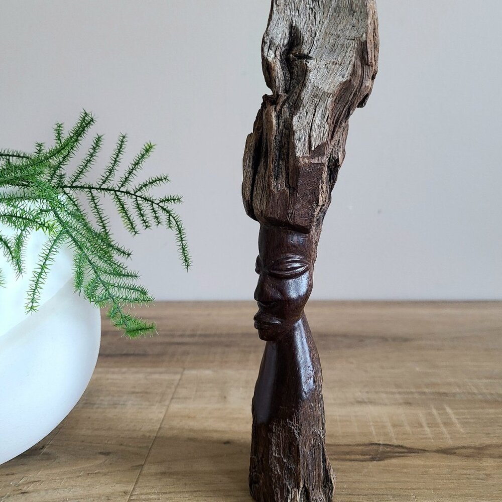 African Abony wood hand carved man/woman sculpture.